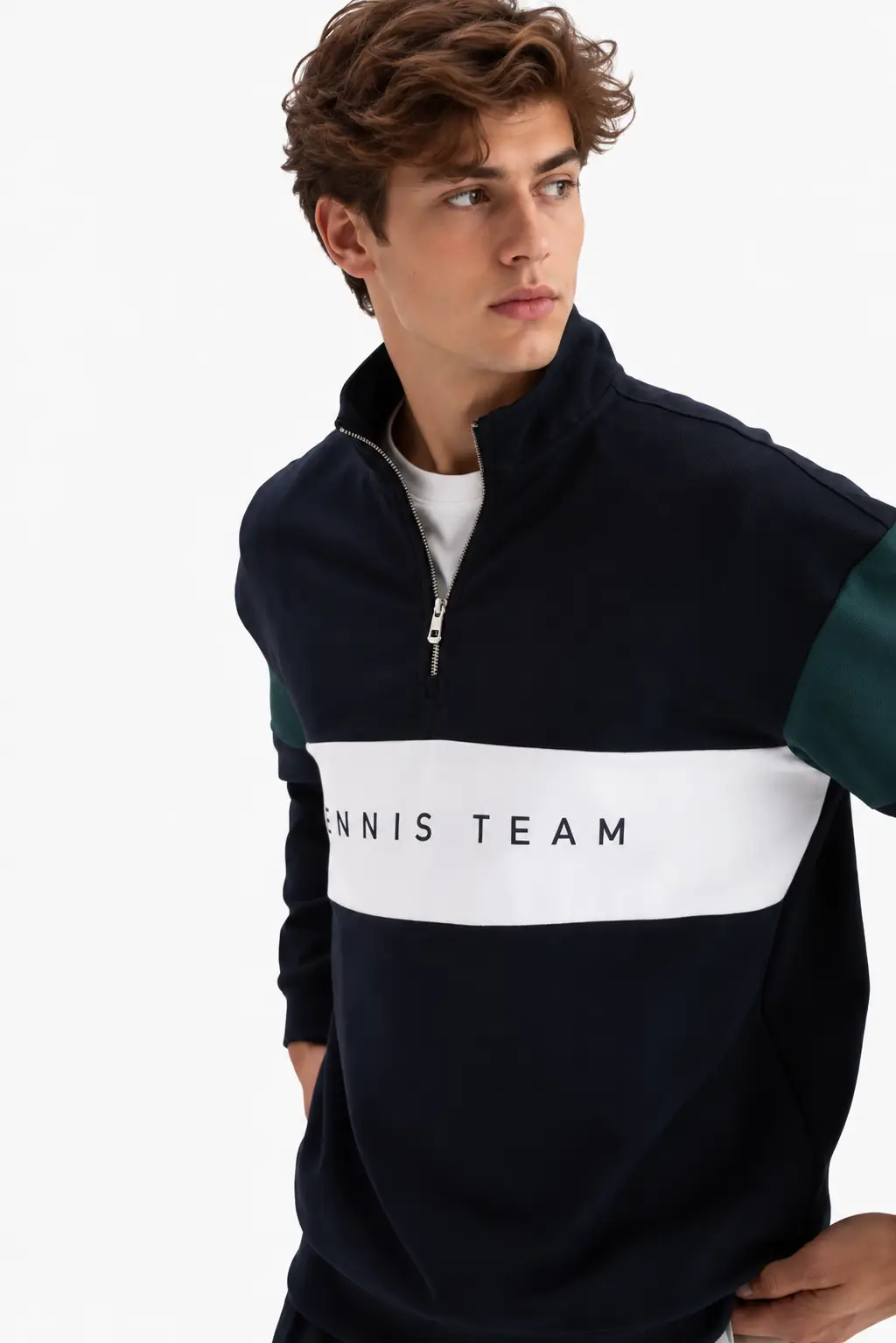 Boxy Fit Gömlek Yaka Sporcu Erkek Sweatshirt - Çok Renkli