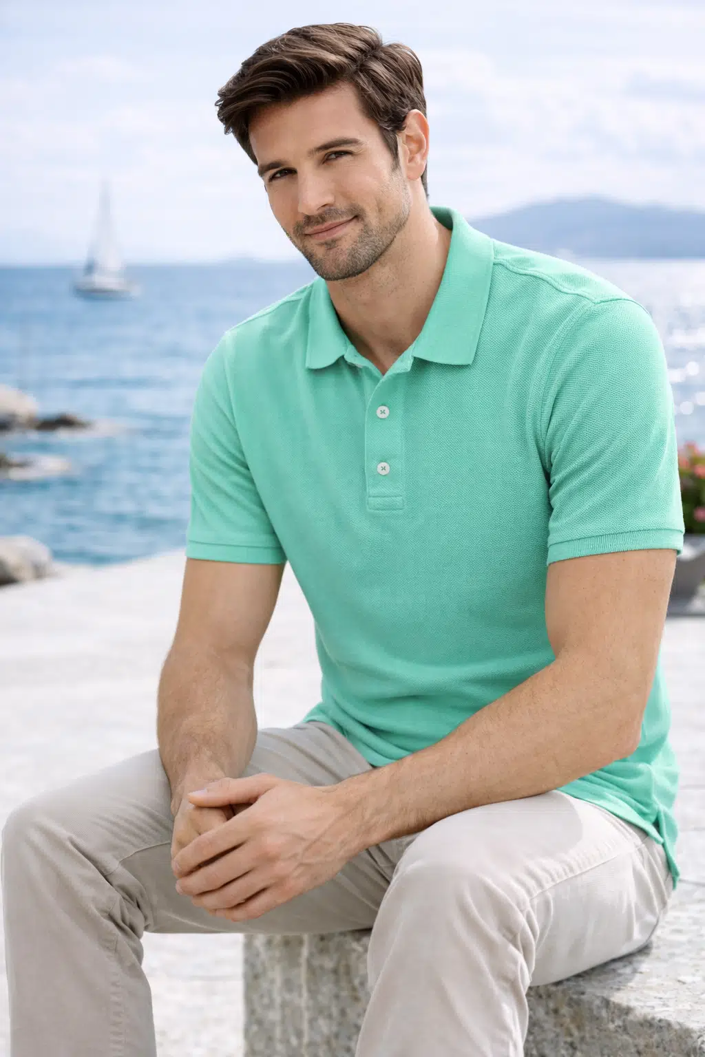  Erkek %100 Pamuk Kısa Kollu Regular Fit Polo Yaka T-shirt