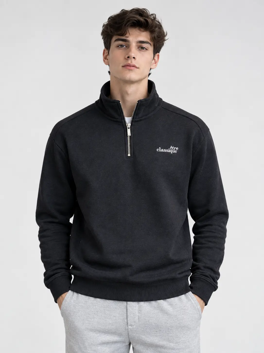 ERKEK Regular Fit Yarım Fermuarlı Dik Yaka Basic Sweatshirt - Çok Renkli