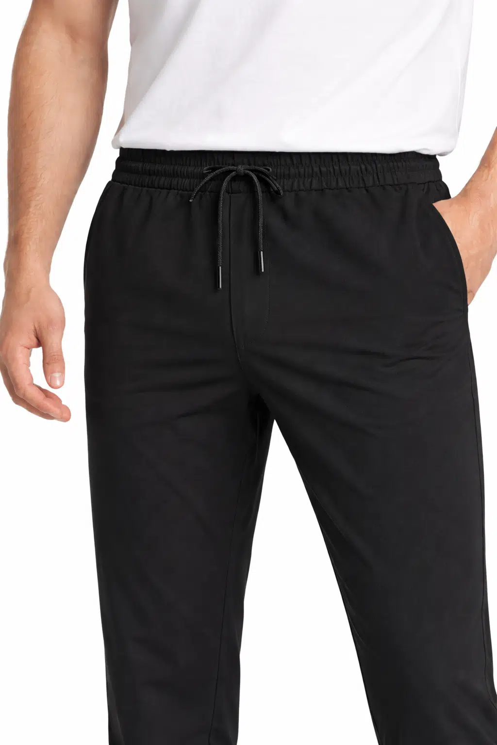 Erkek Slim Fit Likralı Rahat Kesim Lastikli Bel Bağcıklı Günlük Pantolon – Esnek, Hafif ve Konforlu - Siyah