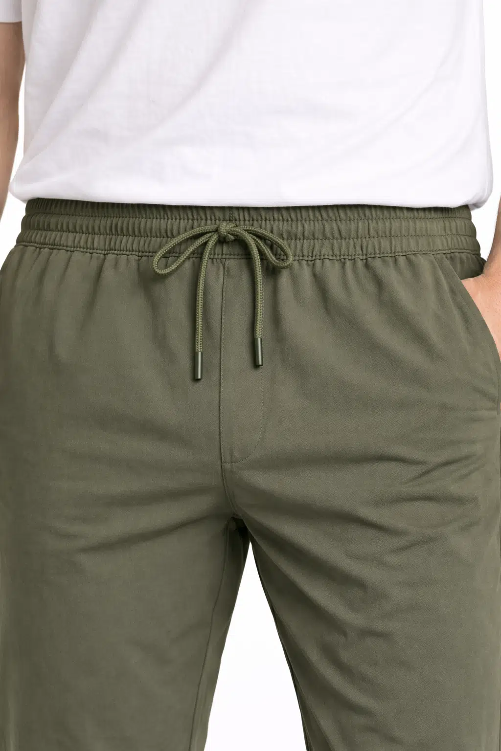 Erkek Slim Fit Likralı Rahat Kesim Lastikli Bel Bağcıklı Günlük Pantolon – Esnek, Hafif ve Konforlu - Yeşil