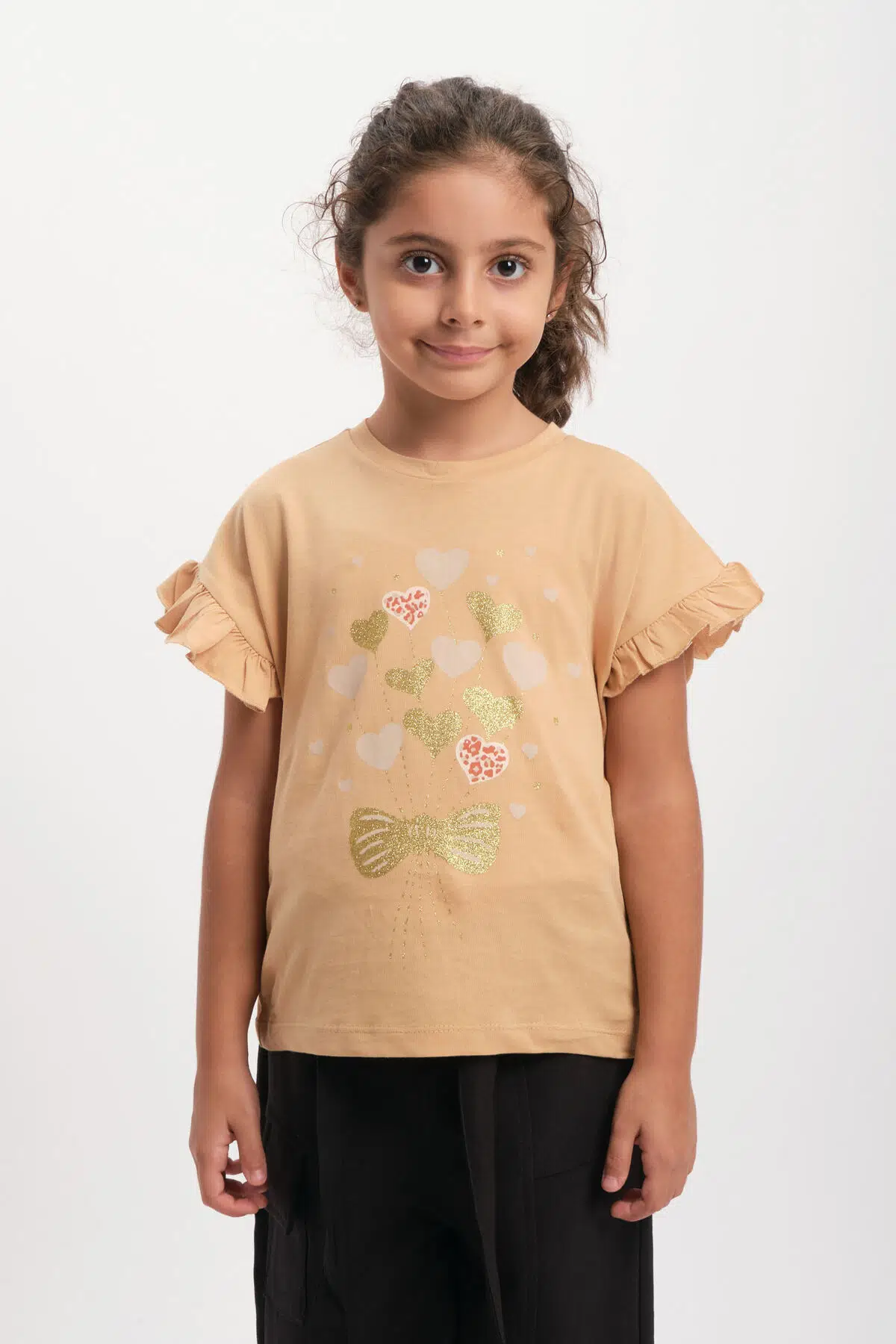 Kolu Fırfırlı Kız Çocuk T-shirt