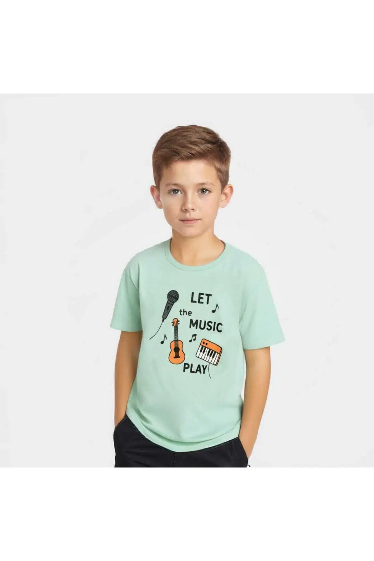 Ön Baskılı Erkek Çocuk T-Shirt - Yeşil