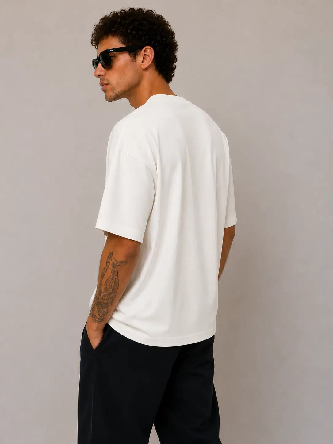 Oversize Boxy Fit Erkek T-Shirt – Kalın Pamuklu, Green Future Baskılı, Sokak Stili Premium Tişört - Bej