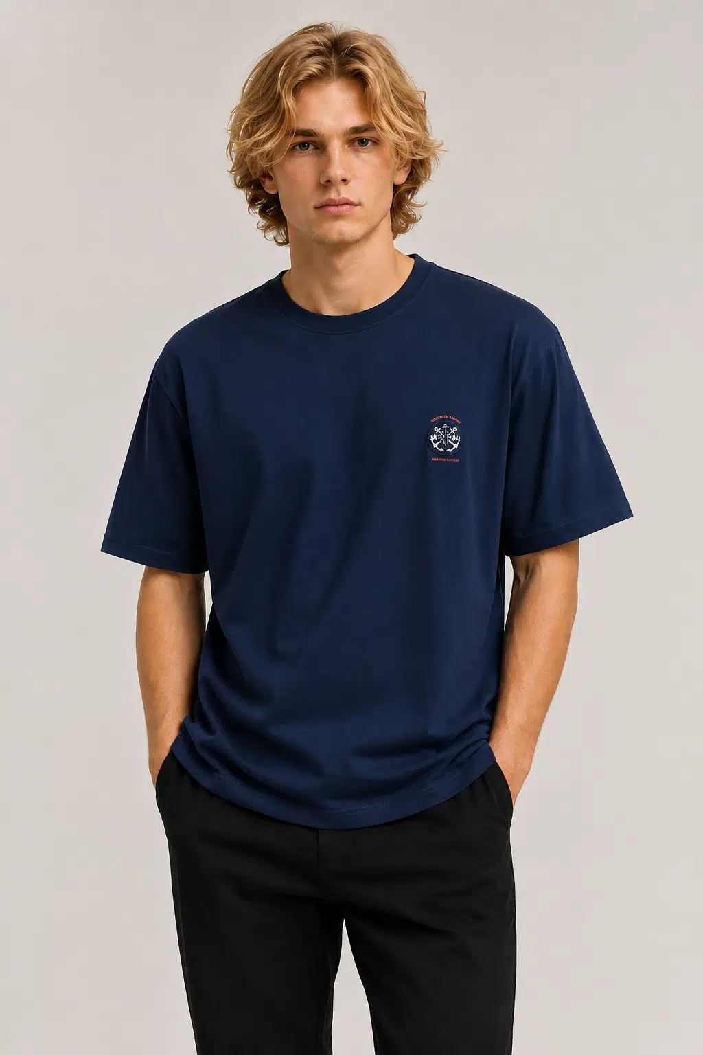 Oversize Boxy Fit Erkek T-Shirt – Kalın Pamuklu, Green Future Baskılı, Sokak Stili Premium Tişört - Lacivert