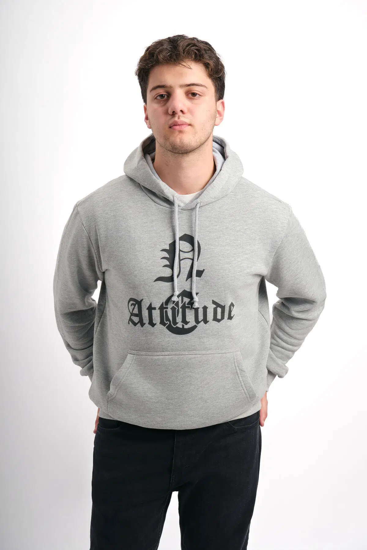 Oversize Geniş Kalıp Baskılı Kapüşonlu Erkek Sweatshirt
