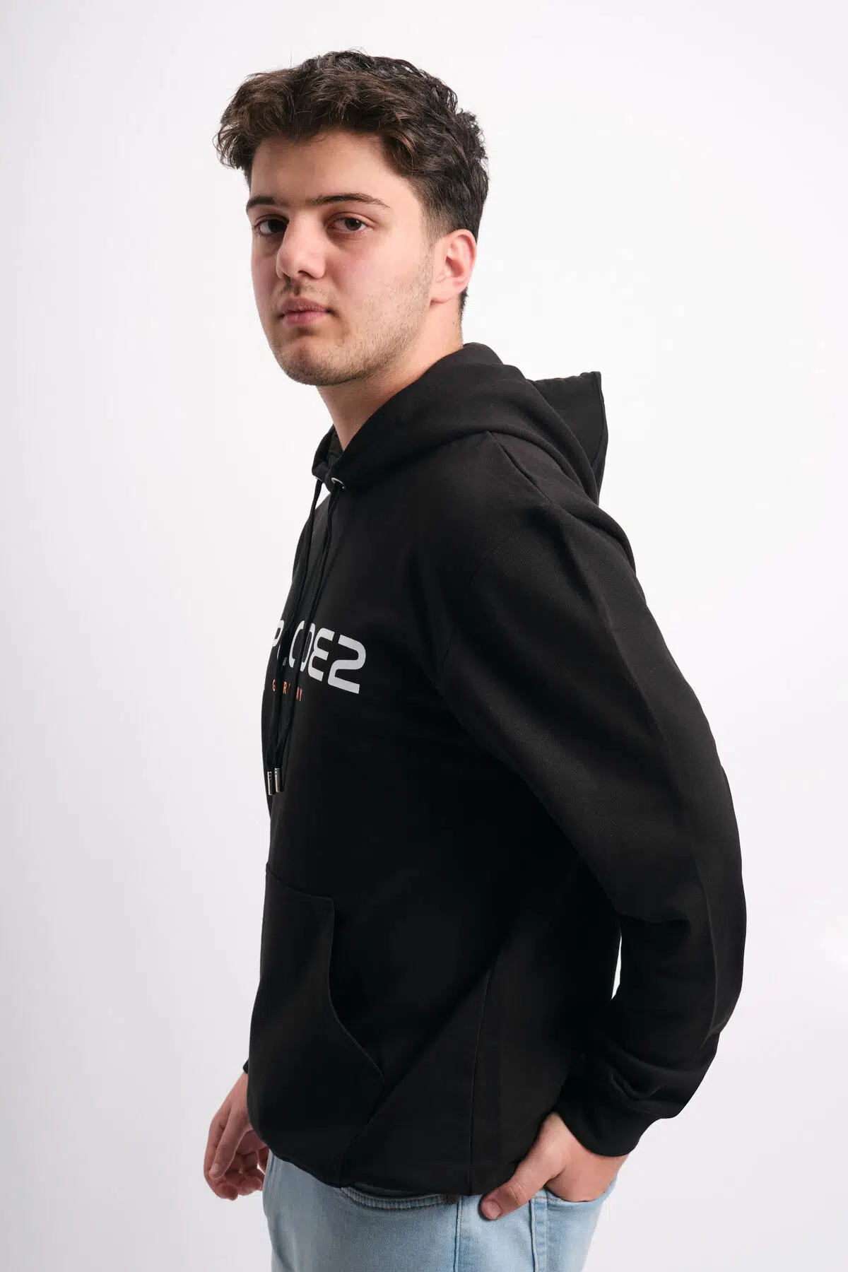 Oversize Geniş Kalıp Baskılı Kapüşonlu Erkek Sweatshirt - Turuncu