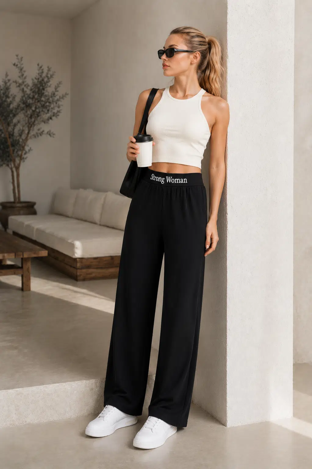 Rahat Kalıp Kadın Jogger Pantolon - Siyah