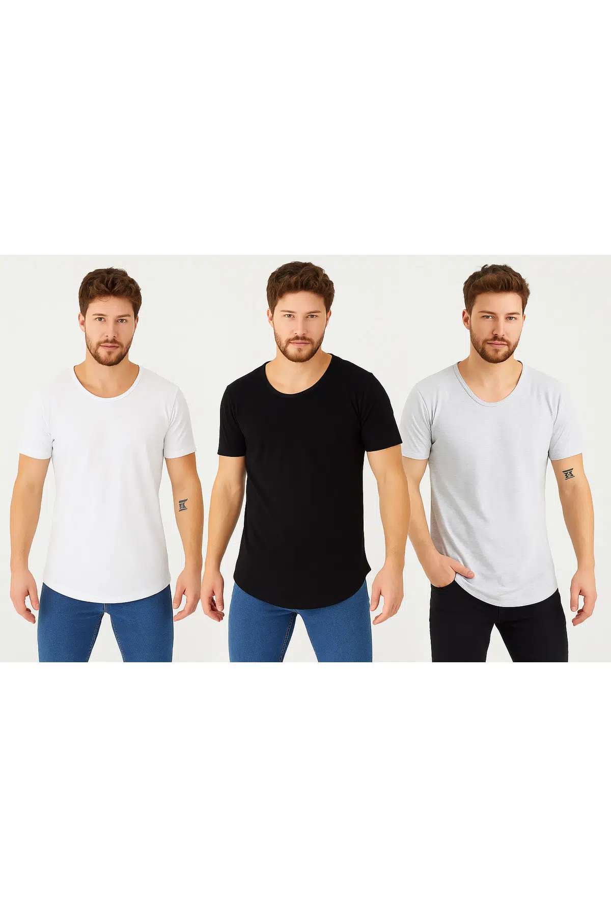 Regular Fit Basic Kısa Kol Pis Yaka 3'lü Tişört Set