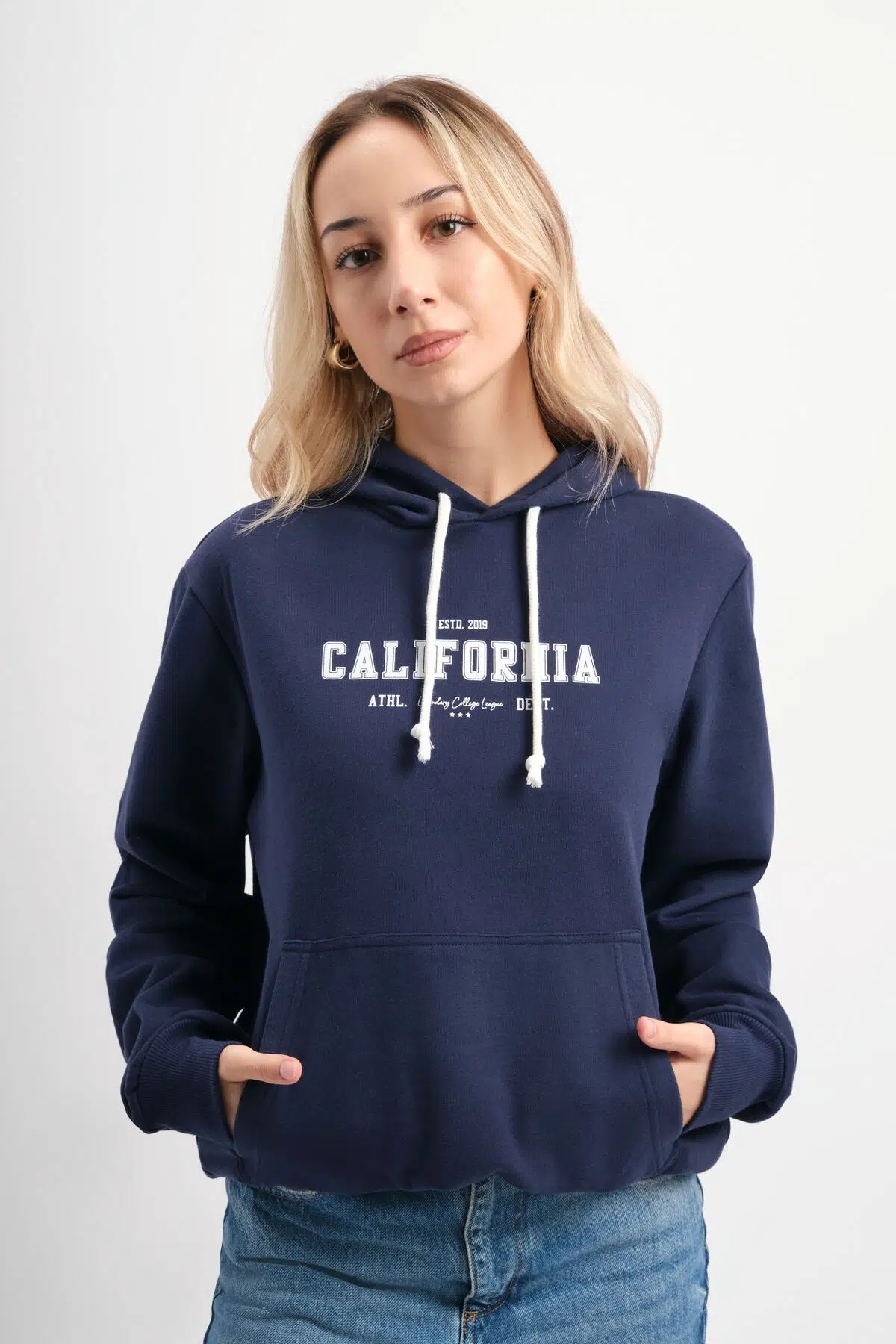 Regular Fit Kapüşonlu Kadın Sweatshirt - Lacivert