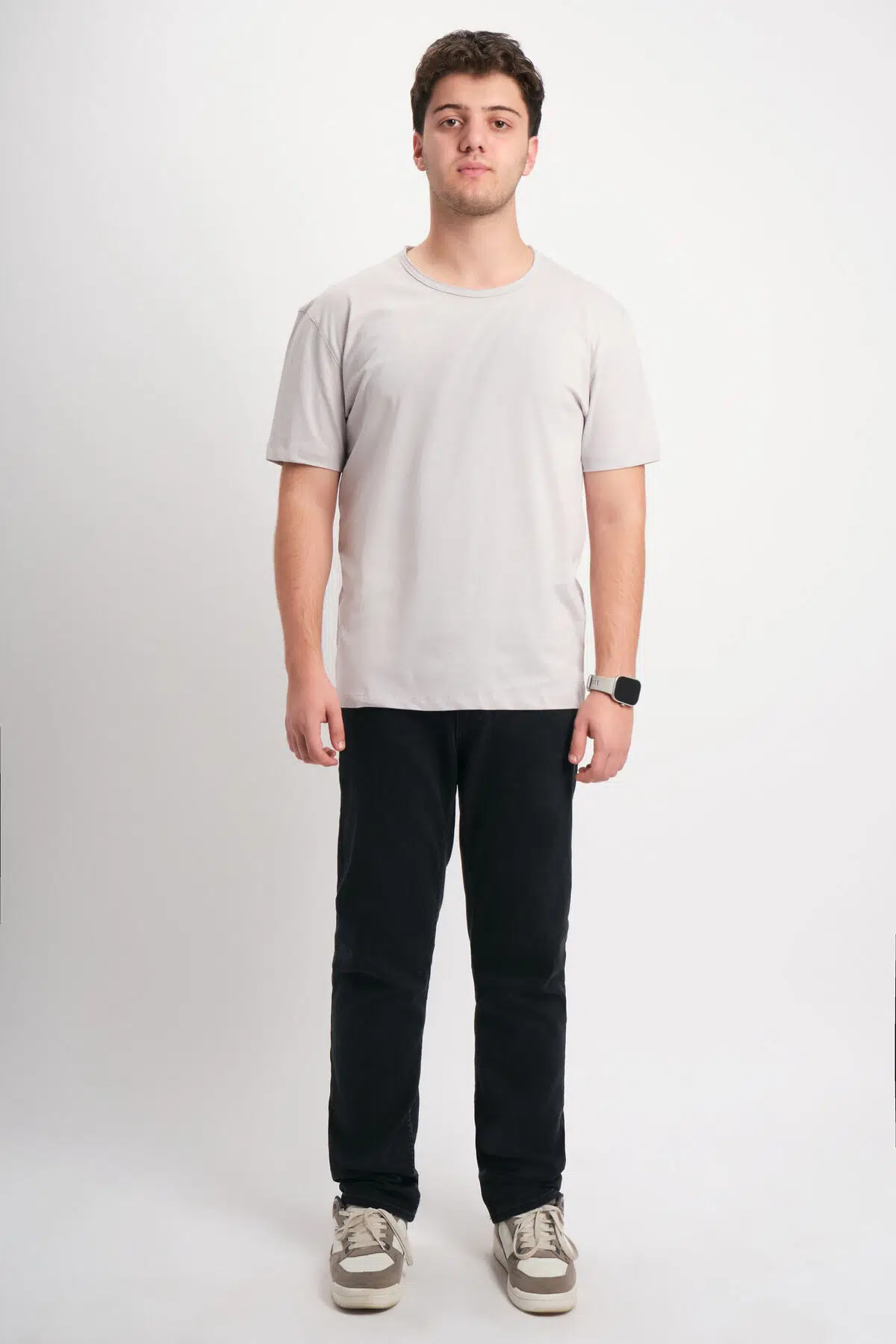 Regular Fit Kısa Kol Pis Yaka Basic T-Shirt - Gri