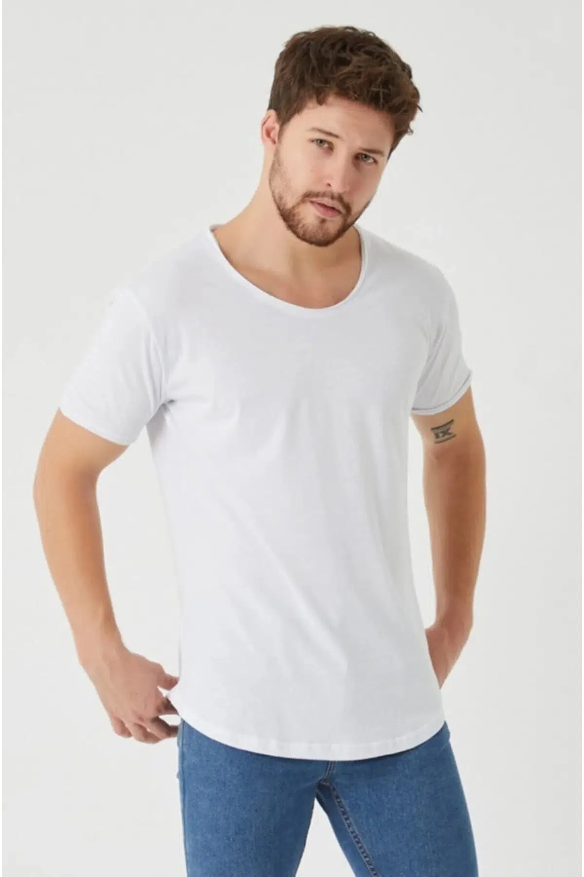 Regular Fit Kısa Kol Pis Yaka Basic T-Shirt - Beyaz