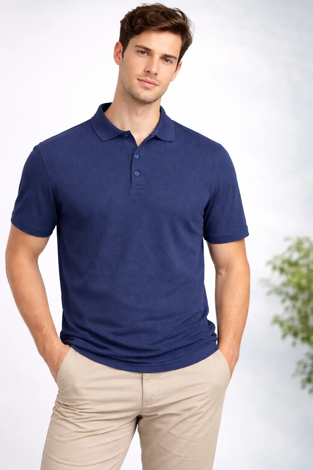 Slim Fit Pamuklu Basic Kısa Kol Polo Yaka - İndigo
