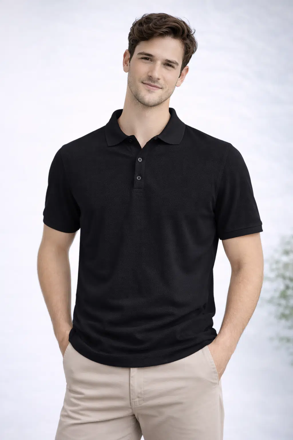Slim Fit Pamuklu Basic Kısa Kol Polo Yaka - Siyah