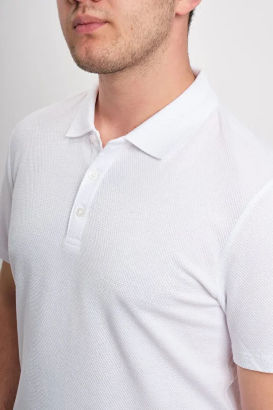 Beyaz Slim Fit Pamuklu Basic Kısa Kol Polo Yaka