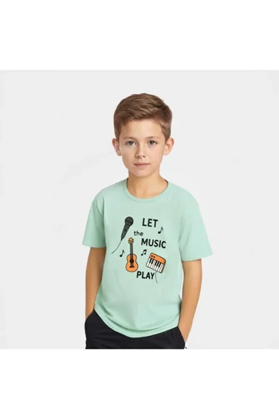 Yeşil Ön Baskılı Erkek Çocuk T-Shirt