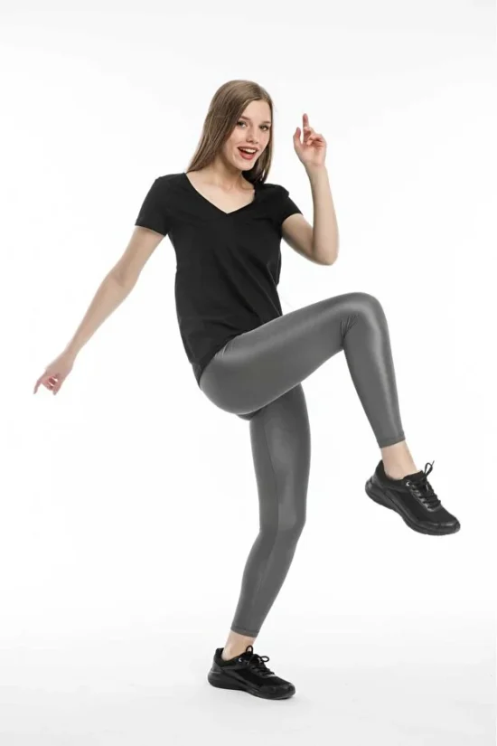 Gri Kadın Yüksek Bel Toparlayıcı Tam Boy Spor Tayt